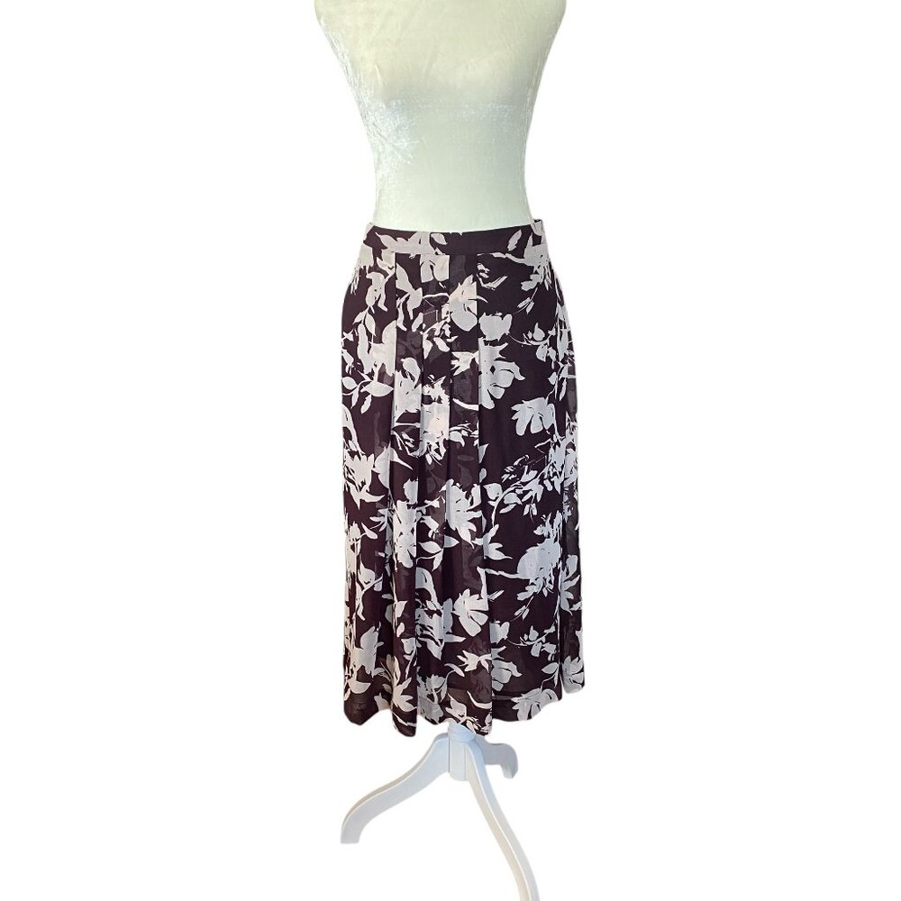 PURE Collection women's size 12 soft pleat aubergine pink floral lined skirt